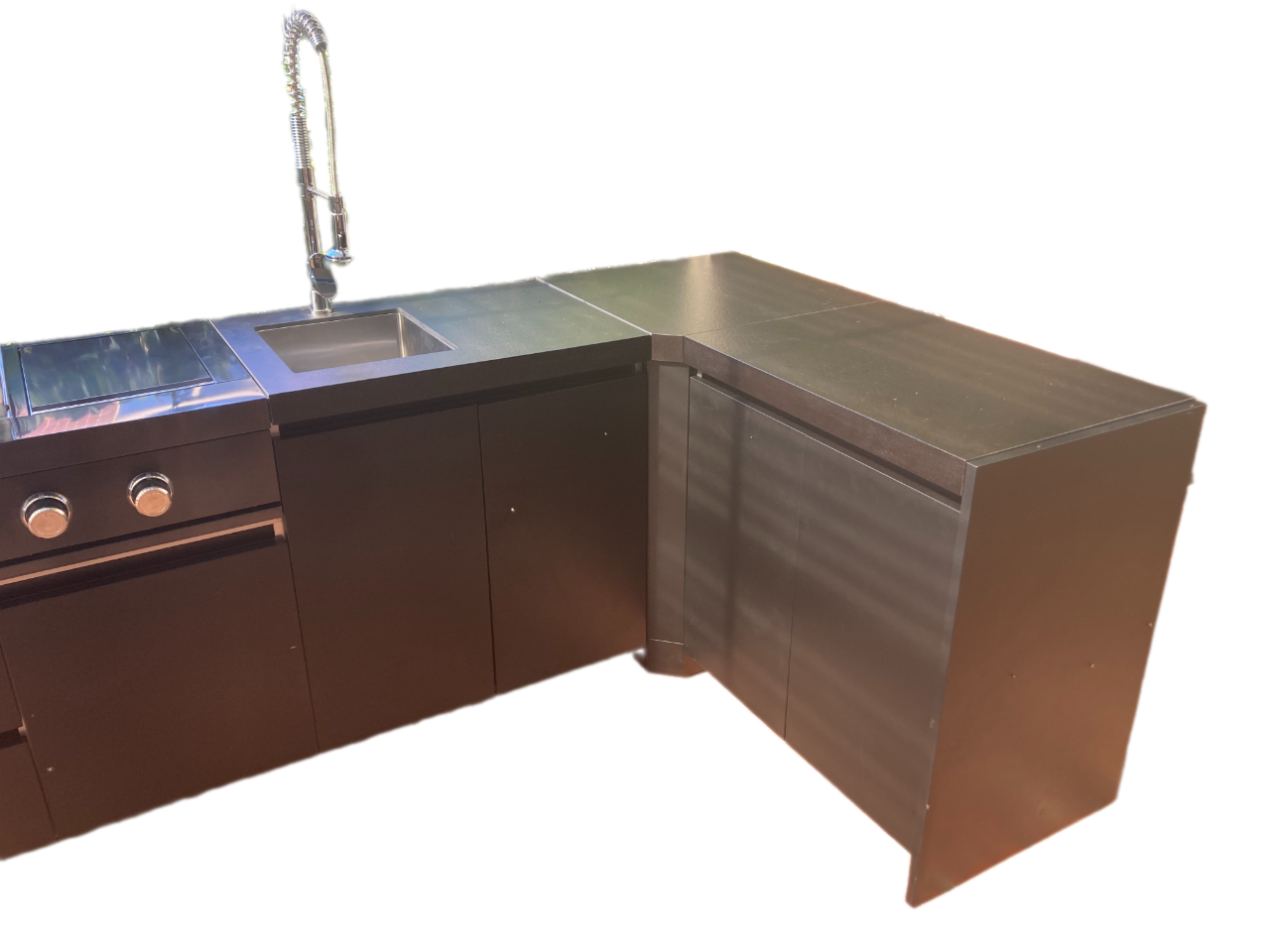 Aspire 6 Burner NAT GAS Combination with Double door Refridgerator, double door floor cabinet, corner cabinet and Sink Cabinets NATURAL GAS (does not include hose & Nat gas governor, they are supplied by an authorised Gas fitter / plumber)