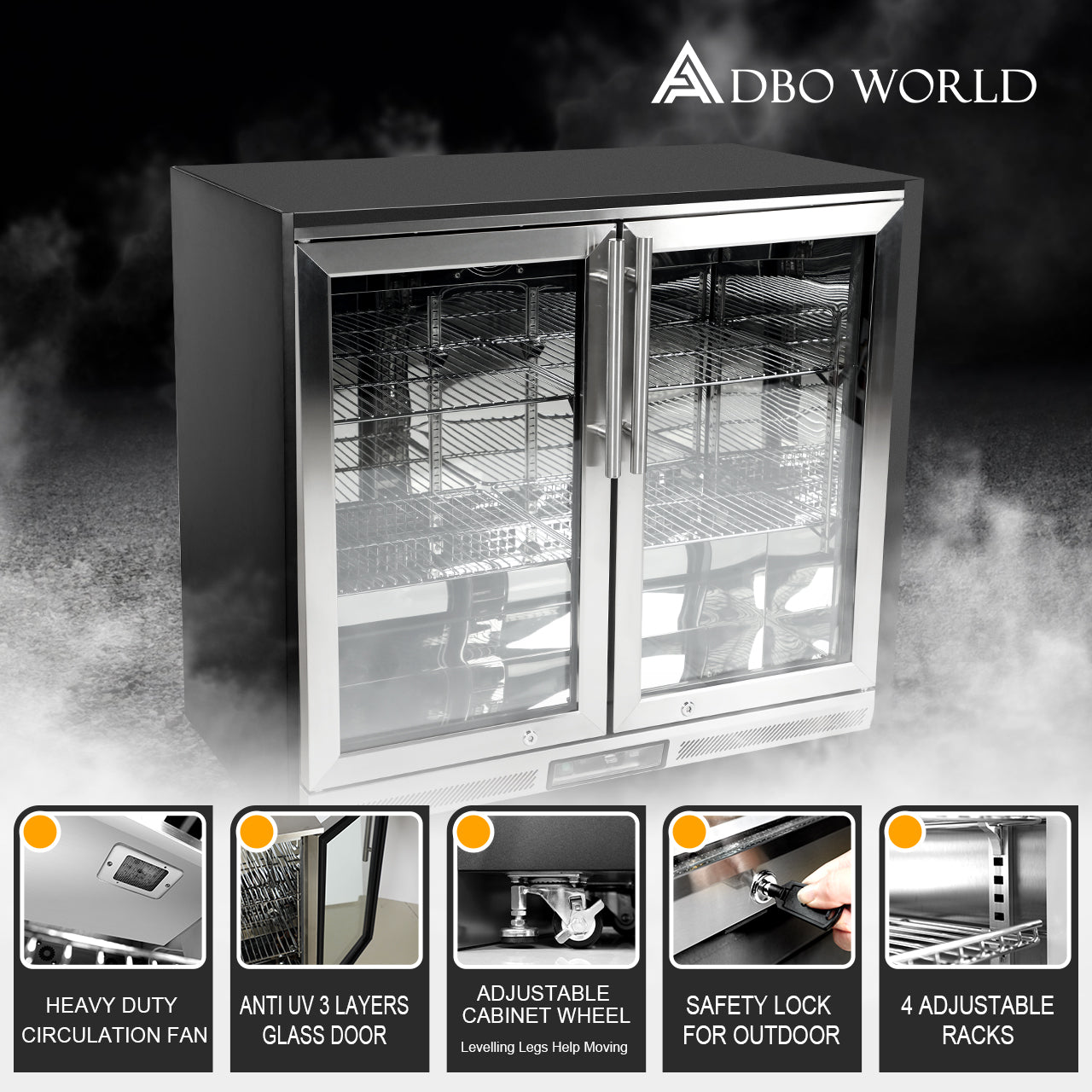 Aspire Double Door Fridge with Cabinet